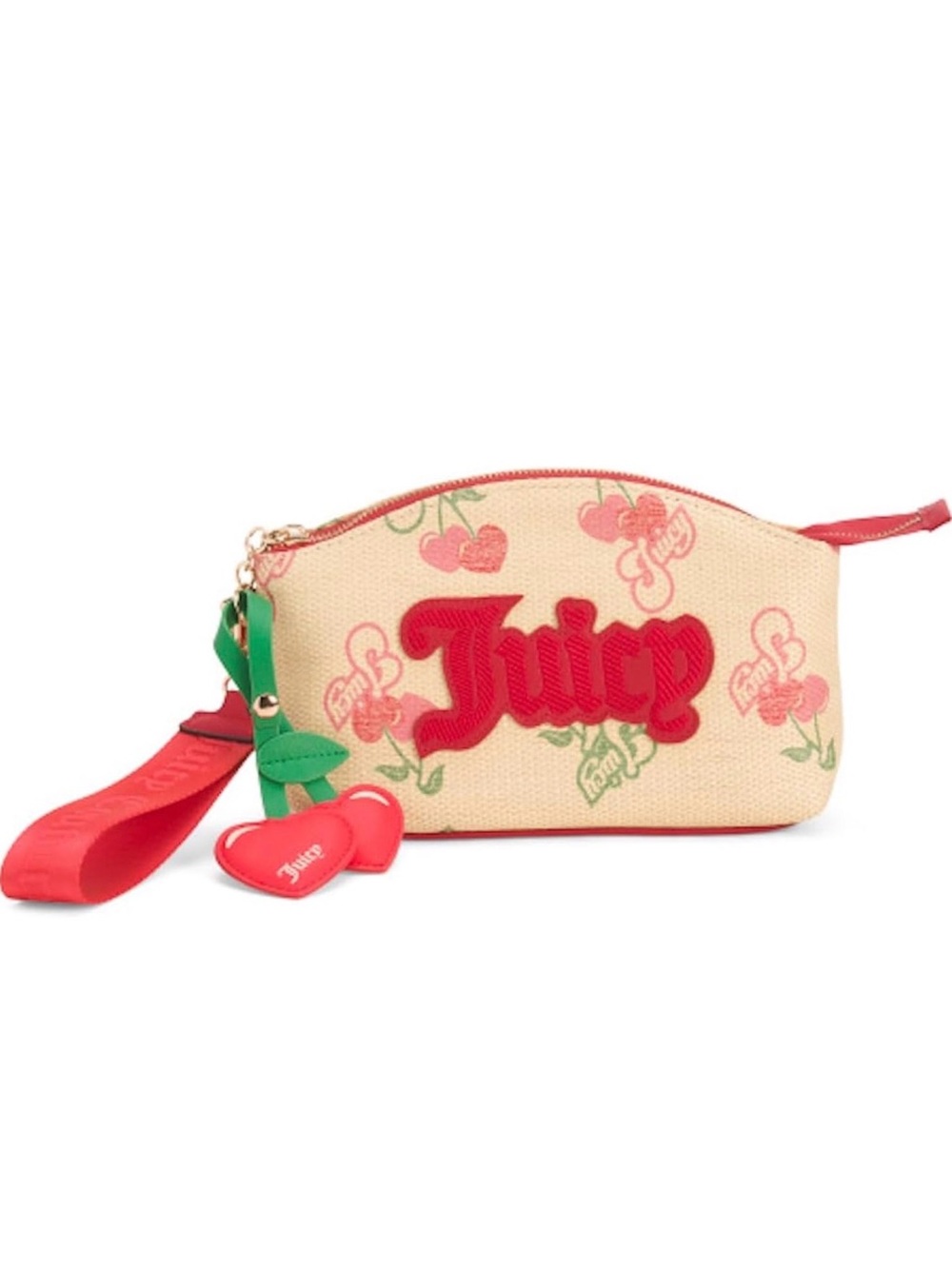 NWT Juicy Couture Medium Paradise Pouch, Multi-Colored Cherry Print Wristlet